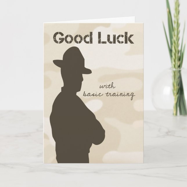 Drill Sergeant Silhouette w/ Camouflage Good Luck Card (Front)
