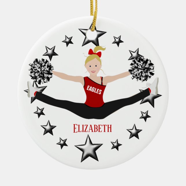 Drill Team Blonde Red And Black Ceramic Ornament (Front)