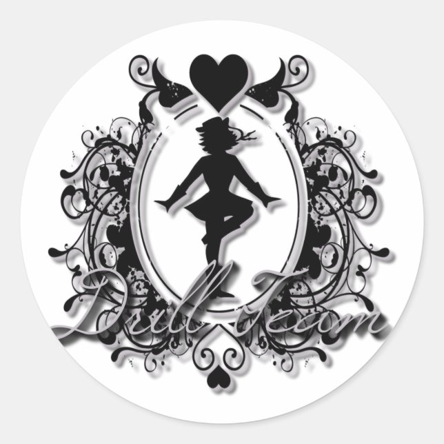 Drill Team Girl in a Heart Frame Classic Round Sticker (Front)