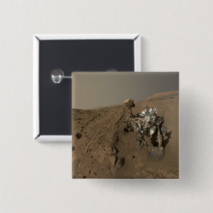 Drilling Mars Curiosity Red Martian Landscape 2 Inch Square Button