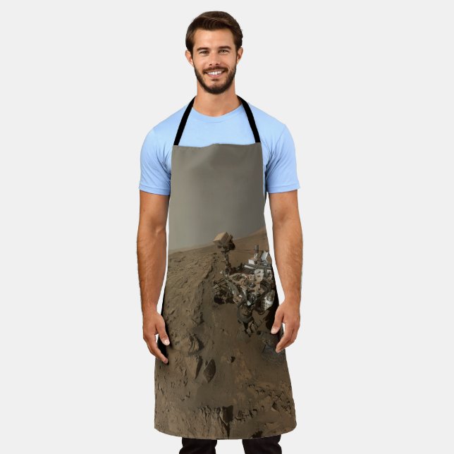 Drilling Mars Curiosity Red Martian Landscape Apron (Worn)
