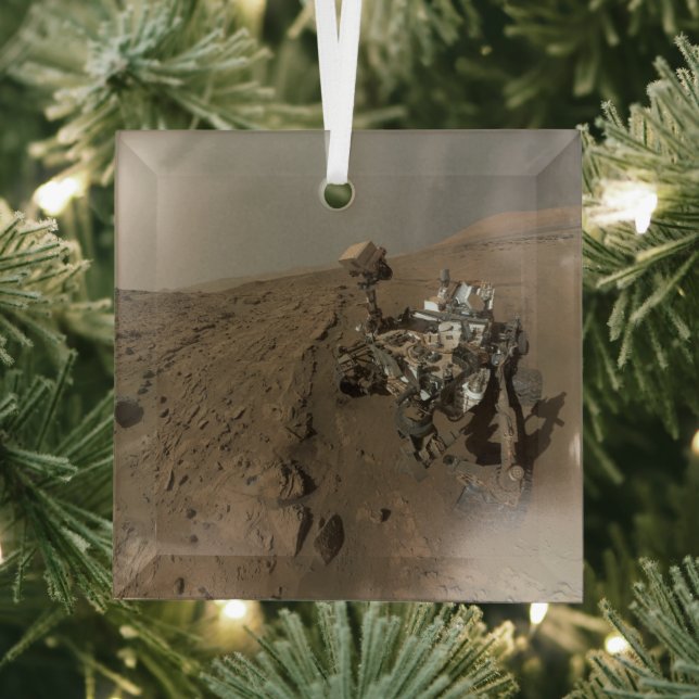 Drilling Mars Curiosity Red Martian Landscape Glass Ornament (Insitu)