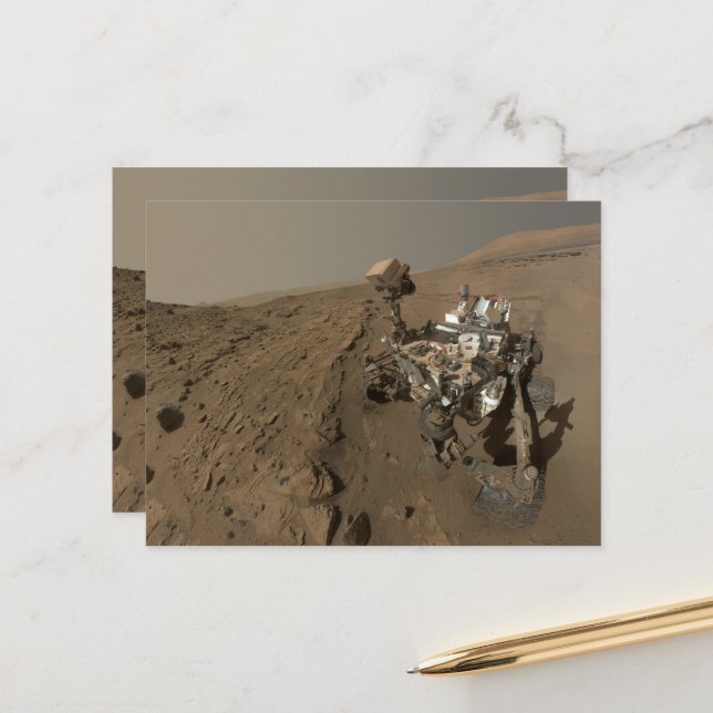 Drilling Mars Curiosity Red Martian Landscape Postcard (Front/Back In Situ)