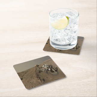 Drilling Mars Curiosity Red Martian Landscape Square Paper Coaster