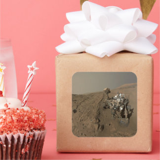 Drilling Mars Curiosity Red Martian Landscape Square Sticker