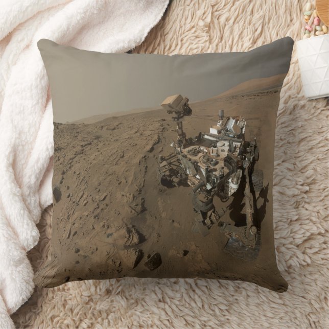 Drilling Mars Curiosity Red Martian Landscape Throw Pillow (Blanket)