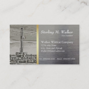 Drilling Rig on Metal Look Business Card