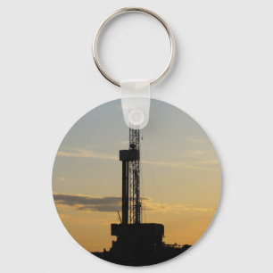 Drilling Rig Silhouette Keychain