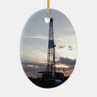 Drilling Rig Sunset Ceramic Ornament