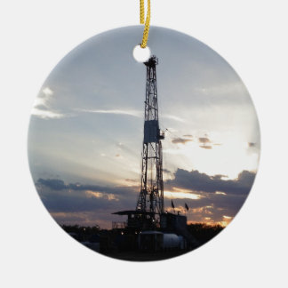 Drilling Rig Sunset Ceramic Ornament