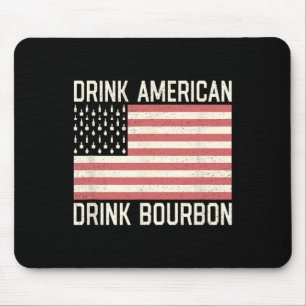 Drink American Bourbon Bottles American Usa Flag Mouse Pad