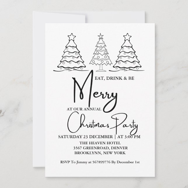 Drink and be merry annual christmas party holiday  announcement (Front)