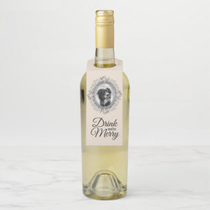 Drink and be Merry Holiday Silver Frame Photo Bottle Tag
