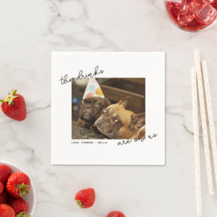 Drink Are On Us Handwritten Script Pet Photo  Napkin