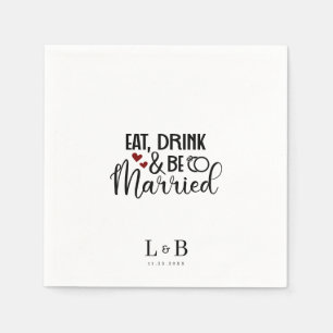 Drink Be Married Couple Monogram Wedding Napkin