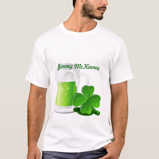 Drink & Be Merry Irish CUSTOM Name or Business T-Shirt (Front)
