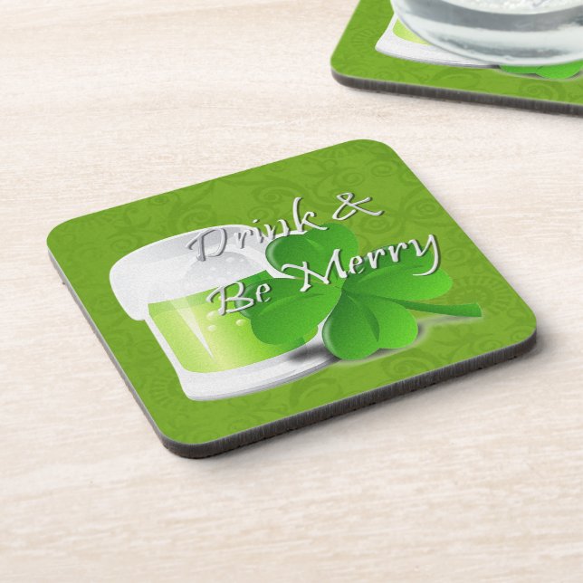 Drink & Be Merry Irish St Patricks Day Coaster (Left Side)