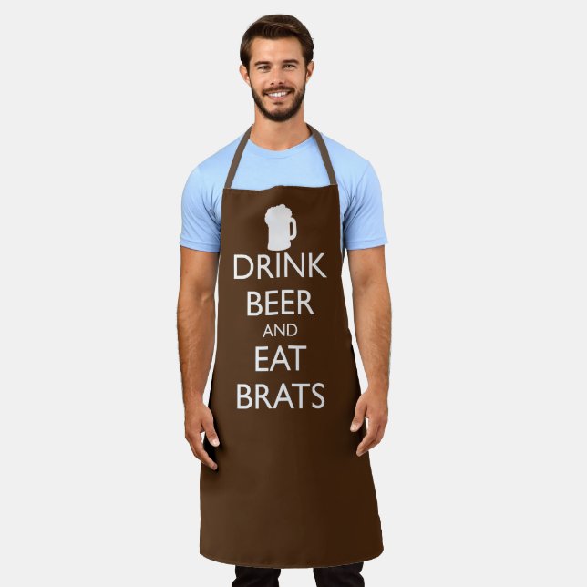 DRINK BEER AND EAT BRATS APRON (Worn)