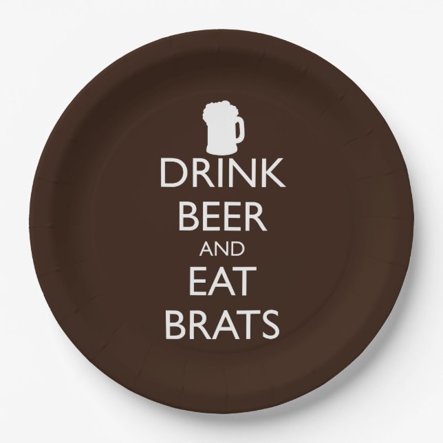 DRINK BEER AND EAT BRATS PAPER PLATE (Front)