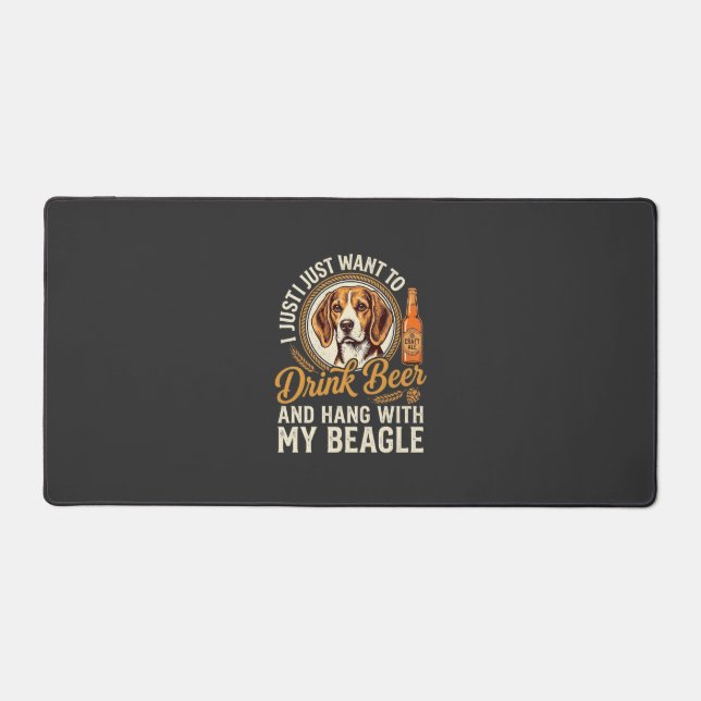 Drink Beer Beagle Dog Craft Ale Bottle Hops Desk Mat (Front)
