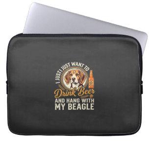 Drink Beer Beagle Dog Craft Ale Bottle Hops Laptop Sleeve