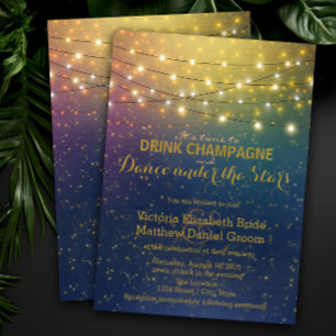 Drink Champagne Dance Under The Stars Wedding Invitation