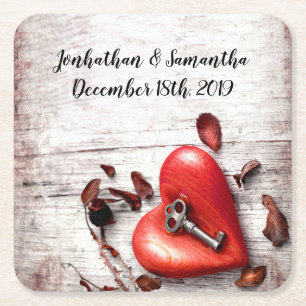 Drink Coasters Country Wood Key to my Heart Rustic