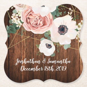 Drink Coasters Geometric Garden Rose Gold Barn Woo