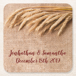 Drink Coasters Wheat on Burlap Sack Country Rustic
