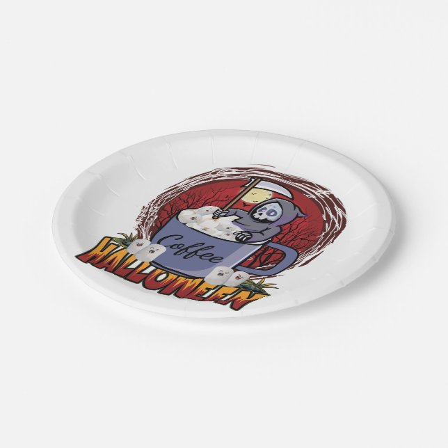 Drink Coffee And Be Scary Paper Plate (Angled)