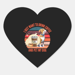 Drink Coffee and Pet Dog Heart Sticker