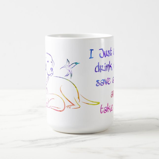 Drink Coffee Save Animals Take Naps Animal Lover Coffee Mug (Center)