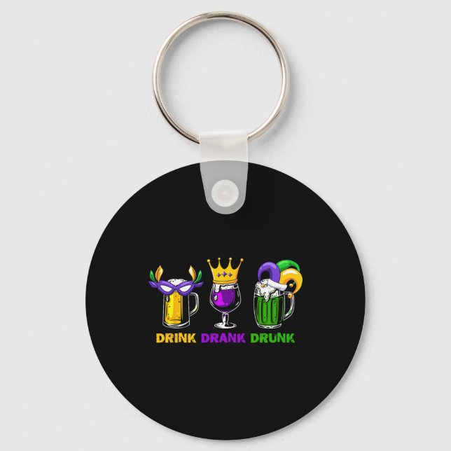 Drink Drank Drunk Beer Tails Men Women Outfit Mard Keychain (Front)