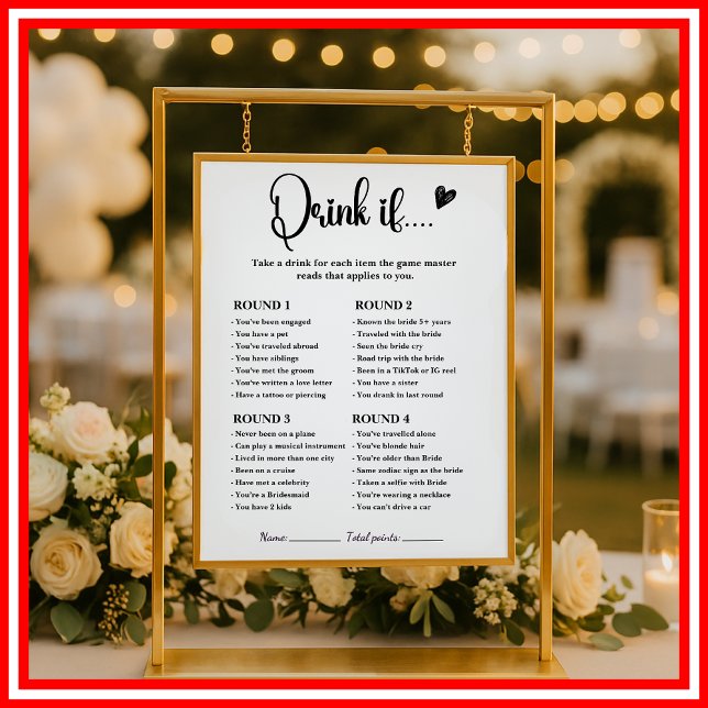 Drink If Bridal Shower Game Modern Elegant (Creator Uploaded)