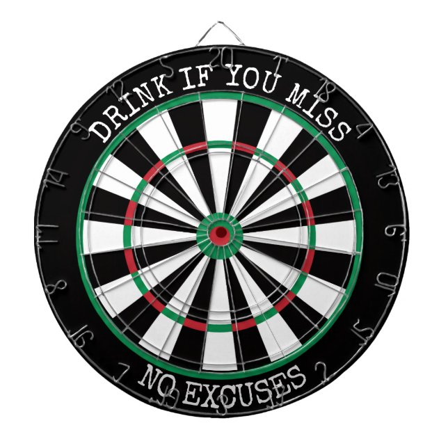 Drink If You Miss – No Excuses Dartboard (Front)