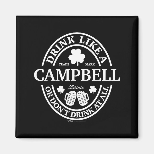 Drink Like A Campbell Shamrock St Patricks Day  Magnet (Front)