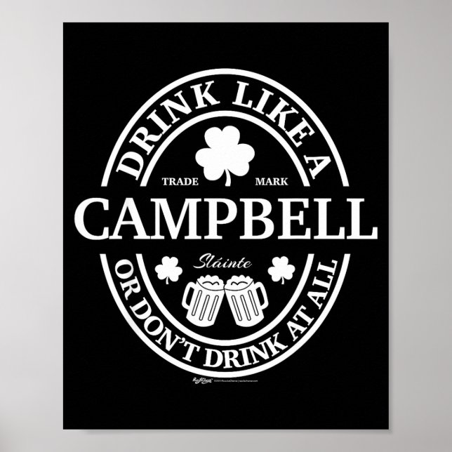 Drink Like A Campbell Shamrock St Patricks Day  Poster (Front)