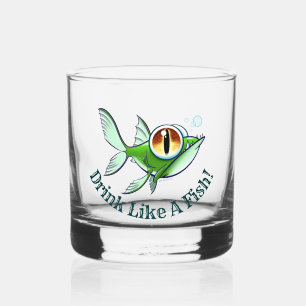 DRINK LIKE A FISH by Jeff Willis Art Whiskey Glass