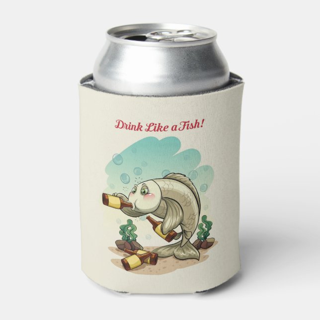 Drink like a fish can cooler (Can Front)