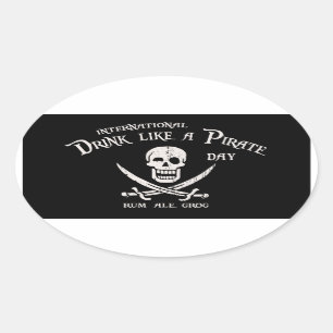 Drink Like a Pirate Oval Sticker