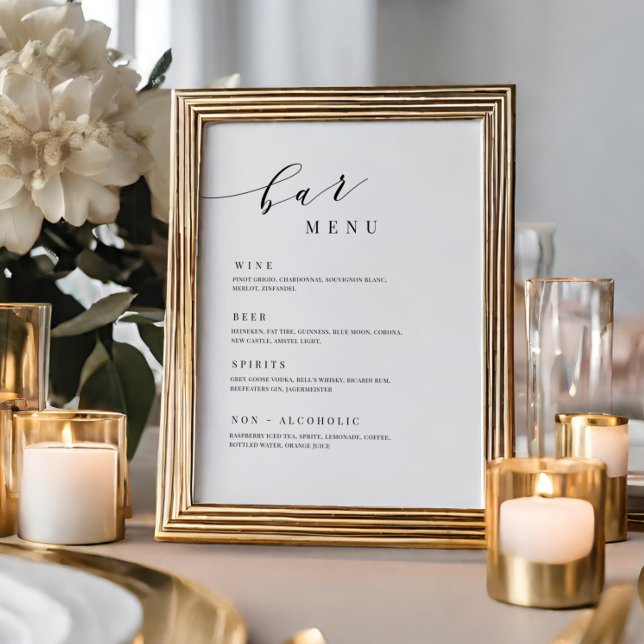 Drink List Bar Menu Reception Event Table Sign (Creator Uploaded)