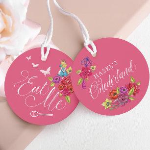 Drink Me Alice in Onederland Vibrant Floral teacup Favour Tags