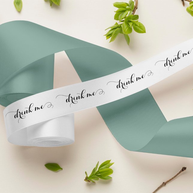 Drink Me Elegant Script Satin Ribbon (Creator Uploaded)
