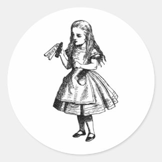 Drink Me Inked Black Classic Round Sticker