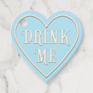 "Drink Me" Tea Party Blue Heart Personalized Favour Tags