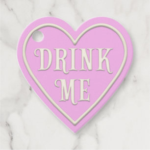 "Drink Me" Tea Party Pink Heart Personalized Favour Tags