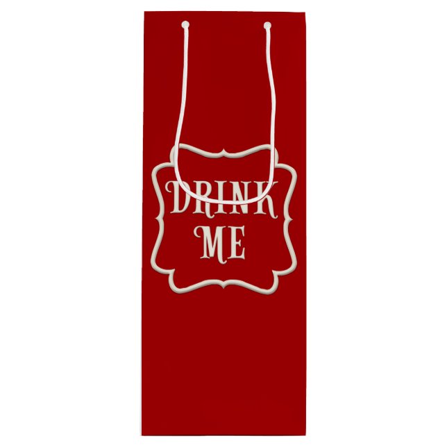 "Drink Me" Victorian Tea Party Dramatic Red Wine Gift Bag (Front)