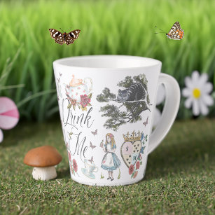 Drink Me   Vintage Alice In Wonderland Tea Party Latte Mug