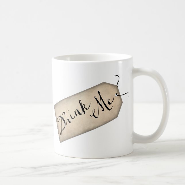 Drink Me Vintage Paper Tag Mug (Right)