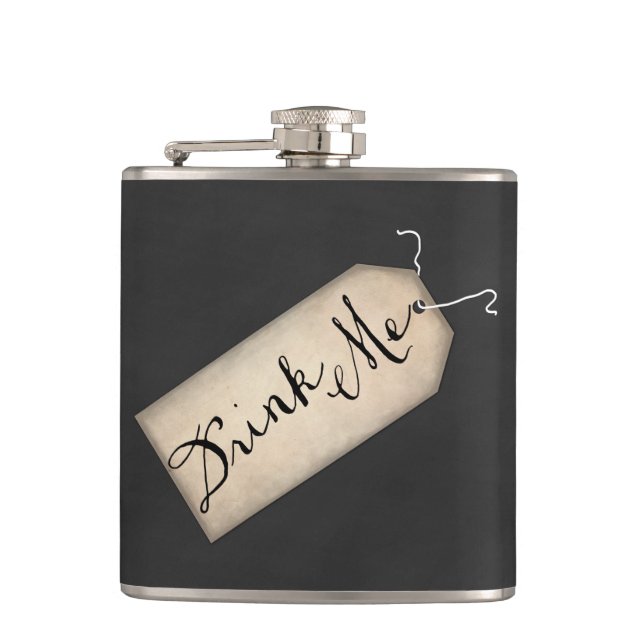 Drink Me Vintage Tag Flask (Front)